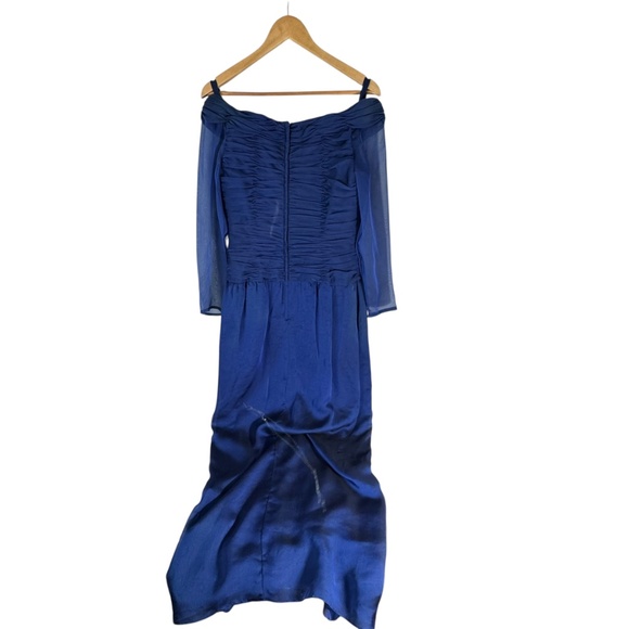 Liancarlo Ocean Blue 100% Silk Maxi Dress Sz 10 - Picture 3 of 10